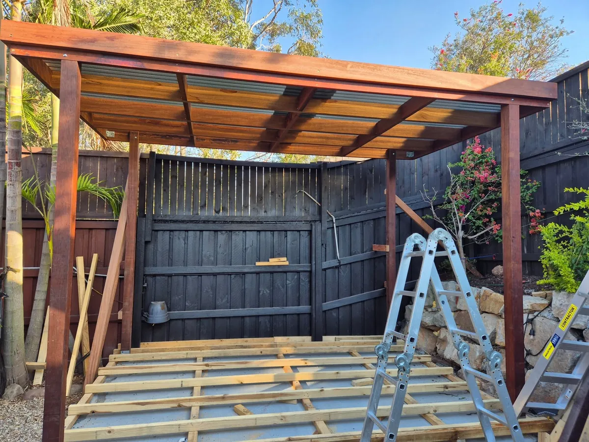 Framing up a pergola over a new deck